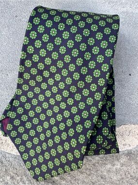 Vintage Silk Tie Navy & Green Floral